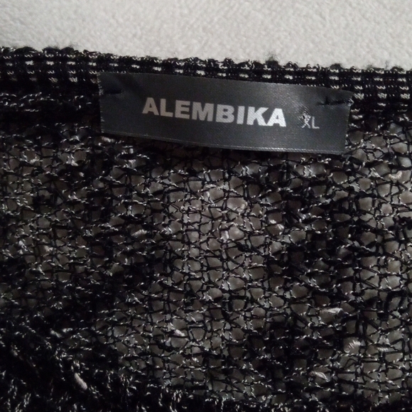 Alembika Black & Gray Oversized Open Knit Drop Shoulder Sweater Size XL - Picture 7 of 9